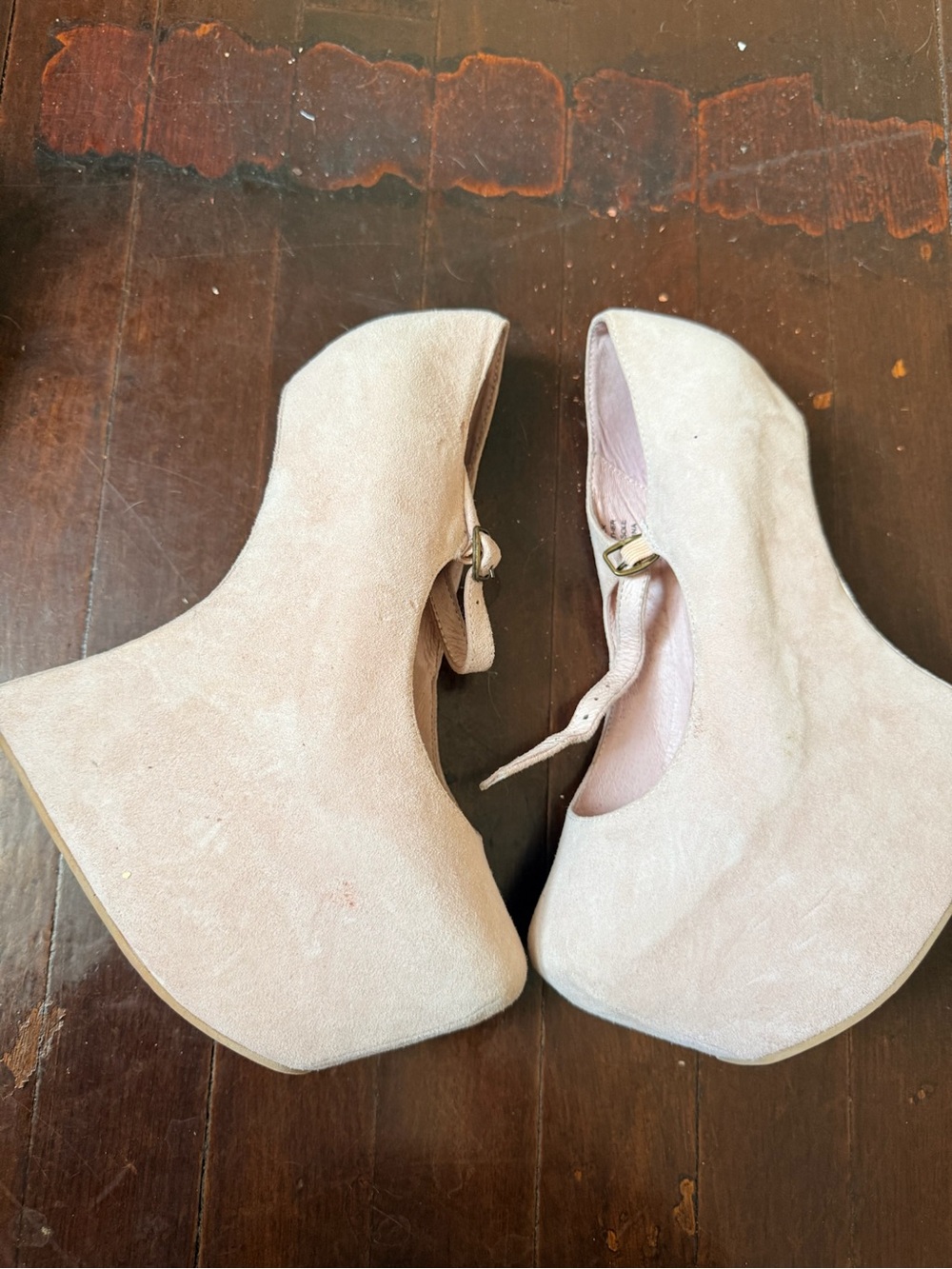 Jeffrey Campbell Pink Suede Mary Jane Platform Heels